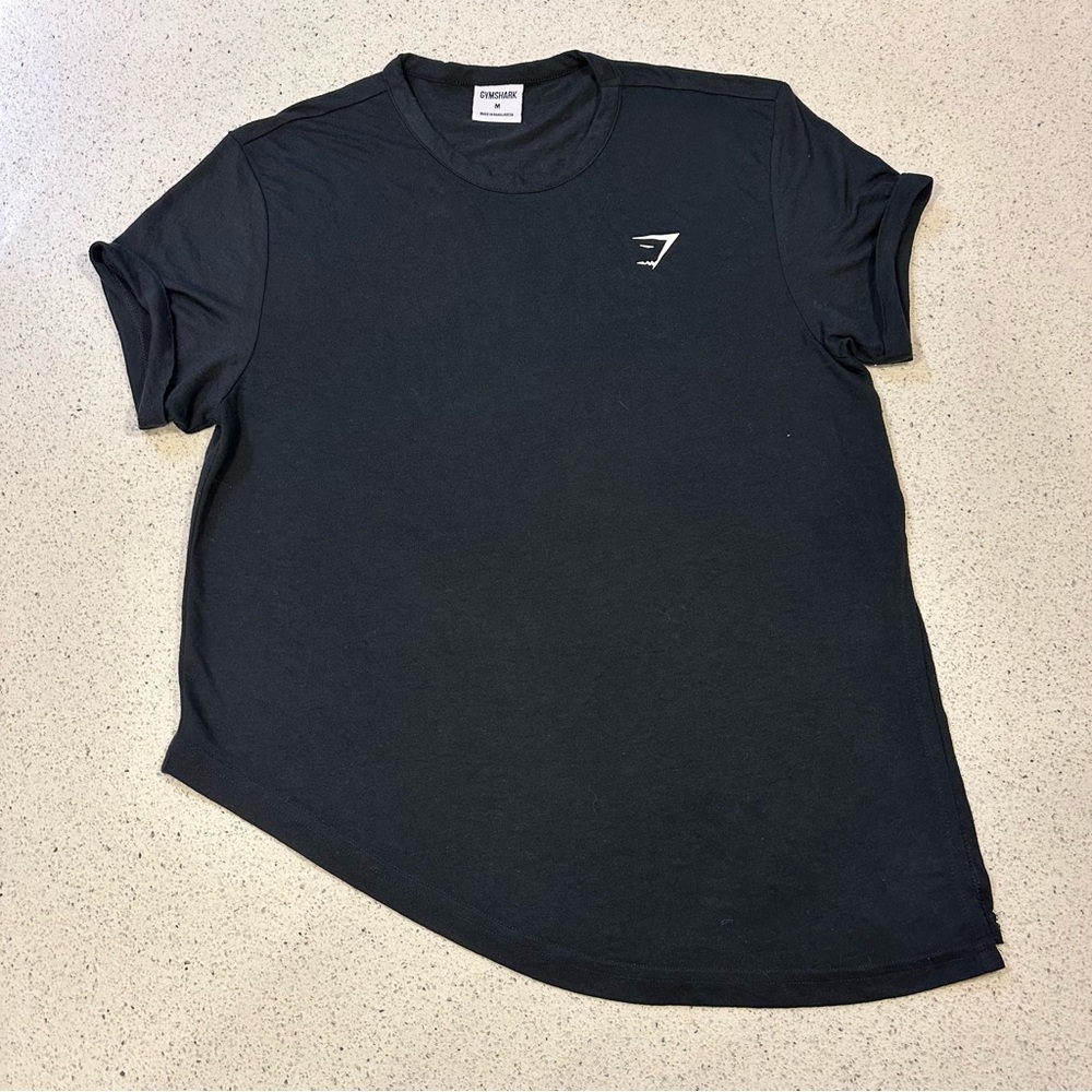 GymShark Shirt Top Size M Essential Side Tie Short Sleeve T-Shirt Black
